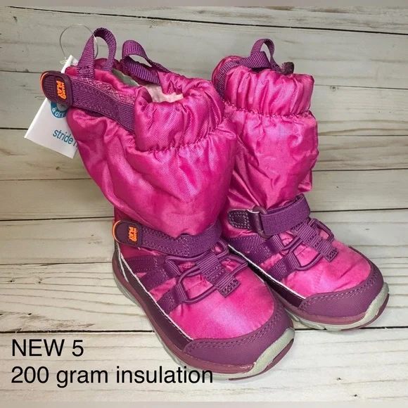 NEW Size 5 toddler Stride Rite Snow Boots Pink - Picture 1 of 2